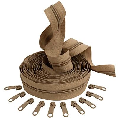 AERZETIX C62676x5-C62856x10 Set aus Spiralreißverschluss 5m Nr. 5 + 10 Schieber Nr. 5 Nicht abschließbar Fabre Hellbraun Nylon/Metall kurzwaren reißverschlüsse AERZETIX C62676x5-C62856x10 Set aus Spiralreißverschluss 5m Nr. 5 + 10 Schieber Nr. 5 Nicht abschließbar Fabre Hellbraun Nylon/Metall kurzwaren reißverschlüsse