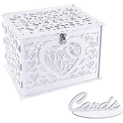 Benjia Hochzeit Geschenkkartenbox Geschenkkarten Box, Vintage groß Holz Kartenbox Karten Geld Box Briefbox mit Schloss Schlitz für Hochzeit Geburtstag danke (Weiß) Benjia Hochzeit Geschenkkartenbox Geschenkkarten Box, Vintage groß Holz Kartenbox Karten Geld Box Briefbox mit Schloss Schlitz für Hochzeit Geburtstag danke (Weiß)