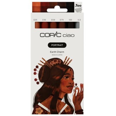 Copic Ciao Portrait-Set, Earth Charm, 6 Stk. Mit 5 professionellen Ciao Alkoholmarkern, nachfüllbar Der ideale Einsteigermarker, inkl. 1 x Multliner kostenfrei Copic Ciao Portrait-Set, Earth Charm, 6 Stk. Mit 5 professionellen Ciao Alkoholmarkern, nachfüllbar Der ideale Einsteigermarker, inkl. 1 x Multliner kostenfrei