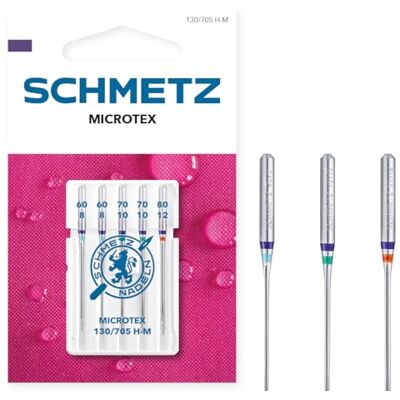 SCHMETZ Microtex 60/8-80/12 5 Nähmaschinennadeln 130/705 H-M geeignet für besonders dichte Gewebe für alle gängigen Haushaltsnähmaschinen SCHMETZ Microtex 60/8-80/12 5 Nähmaschinennadeln 130/705 H-M geeignet für besonders dichte Gewebe für alle gängigen Haushaltsnähmaschinen
