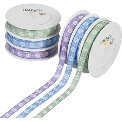 Halbach Frühling Geschenkband Set, 6 Rollen Dekoband, Lavendel/blau/mint Halbach Frühling Geschenkband Set, 6 Rollen Dekoband, Lavendel/blau/mint