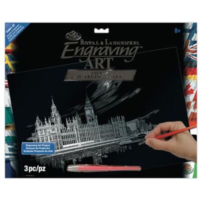 Royal & Langnickel FAM-1 Engraving Art/Kratzbilder, DIN A3, Big Ben und Parlament, silber Royal & Langnickel FAM-1 Engraving Art/Kratzbilder, DIN A3, Big Ben und Parlament, silber