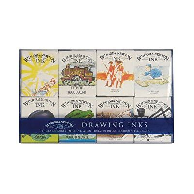 Winsor & Newton 1090094 Kalligraphie Set Henry, 8 Zeichentusche in 14ml Flaschen, funkelnde Farben mit hervorragender Transparenz für Pinsel, Kalligrafiefeder oder Airbrush Winsor & Newton 1090094 Kalligraphie Set Henry, 8 Zeichentusche in 14ml Flaschen, funkelnde Farben mit hervorragender Transparenz für Pinsel, Kalligrafiefeder oder Airbrush