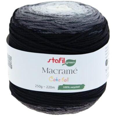 Stafil Makramee Cake Ball Garn mit Farbverlauf Ø 2 mm 250 g 220 m Schwarz Grau Weiß Stafil Makramee Cake Ball Garn mit Farbverlauf Ø 2 mm 250 g 220 m Schwarz Grau Weiß