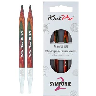 KnitPro Symfonie 2 normale austauschbare Nadeln, 13 cm, 7 mm KnitPro Symfonie 2 normale austauschbare Nadeln, 13 cm, 7 mm