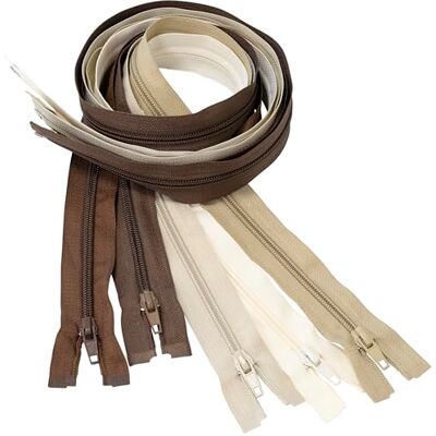 AERZETIX Satz mit 5 Spiralreißverschlüssen N°5 85cm teilbar mit Schieber aus Metall Nylon Polyester Farbton beige Nähen DIY Kreationen Textil Kleidung AERZETIX Satz mit 5 Spiralreißverschlüssen N°5 85cm teilbar mit Schieber aus Metall Nylon Polyester Farbton beige Nähen DIY Kreationen Textil Kleidung