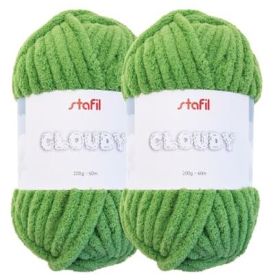 Stafil Cloudy Extra weiches Chenillegarn für riesige Amigurumi, 2 Knäuel à 200 g e 60 m je, Ø 10 mm, Farbe Hellgrün Stafil Cloudy Extra weiches Chenillegarn für riesige Amigurumi, 2 Knäuel à 200 g e 60 m je, Ø 10 mm, Farbe Hellgrün
