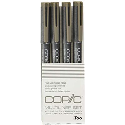 Copic Multiliner Set, Warm Gray, 4 Fineliner in verschiedenen Strichstärken, Zeichen Stifte mit einer feinen Spitze und wasserbeständiger Pigmenttinte Copic Multiliner Set, Warm Gray, 4 Fineliner in verschiedenen Strichstärken, Zeichen Stifte mit einer feinen Spitze und wasserbeständiger Pigmenttinte