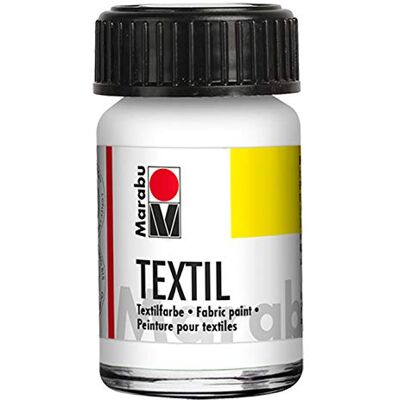 Marabu 17160039070 Textil Stoffmalfarbe weiß 15 ml, Stoffdruckfarbe auf Wasserbasis, für helle Stoffe, waschbeständig bis 60°C, weicher Griff, einfache Fixierung durch Bügeln o. Backofen Marabu 17160039070 Textil Stoffmalfarbe weiß 15 ml, Stoffdruckfarbe auf Wasserbasis, für helle Stoffe, waschbeständig bis 60°C, weicher Griff, einfache Fixierung durch Bügeln o. Backofen