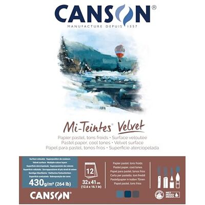 Canson Mi-Teintes Velvet Pad - Kühle Töne - 430gsm - 12 Blätter - 32 x 41cm Canson Mi-Teintes Velvet Pad - Kühle Töne - 430gsm - 12 Blätter - 32 x 41cm