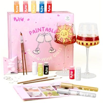 Pott'd Pott’d Paintables Weingläser zum Bemalen DIY Gläser-Bemalen-Set für Erwachsene mit Weingläsern, Emaillefarben, Pinseln, Stiften und Anhängern Bastelset für Anfänger Pott'd Pott’d Paintables Weingläser zum Bemalen DIY Gläser-Bemalen-Set für Erwachsene mit Weingläsern, Emaillefarben, Pinseln, Stiften und Anhängern Bastelset für Anfänger