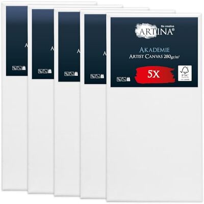 Artina 5er FSC® Set bespannte Keilrahmen Leinwände zum Bemalen 60x120cm Acryl Leinwand Rahmen Canvas aus 100% Baumwolle zum Malen mit Acrylfarben grundiert weiß Akademie Artina 5er FSC® Set bespannte Keilrahmen Leinwände zum Bemalen 60x120cm Acryl Leinwand Rahmen Canvas aus 100% Baumwolle zum Malen mit Acrylfarben grundiert weiß Akademie