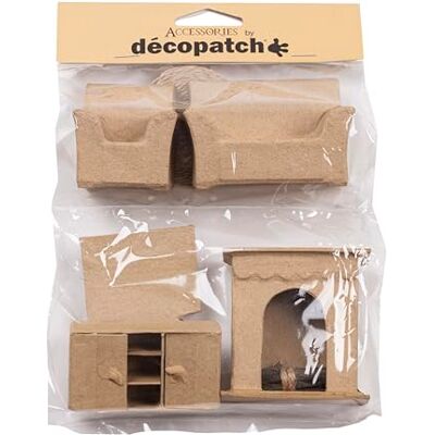 décopatch AC923C Set 6 Miniaturen aus Pappmaché, Wohnzimmer sortiert, zum Verzieren, 20 x 4,5 x 23 cm, DIY Aktivität, 1 Set décopatch AC923C Set 6 Miniaturen aus Pappmaché, Wohnzimmer sortiert, zum Verzieren, 20 x 4,5 x 23 cm, DIY Aktivität, 1 Set