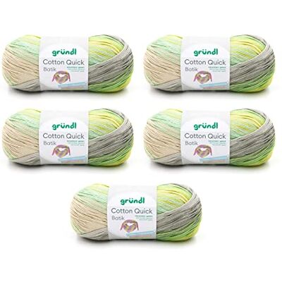 Gründl Wolle Cotton Quick Batik Strickgarn 5 x 100 g, Natur-türkis-grün Gründl Wolle Cotton Quick Batik Strickgarn 5 x 100 g, Natur-türkis-grün