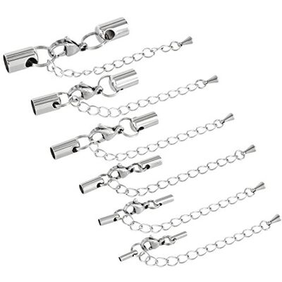 Auroris Edelstahl Karabinerverschluss mit Verstellkettchen Loch: 3mm / 5 Stück Auroris Edelstahl Karabinerverschluss mit Verstellkettchen Loch: 3mm / 5 Stück
