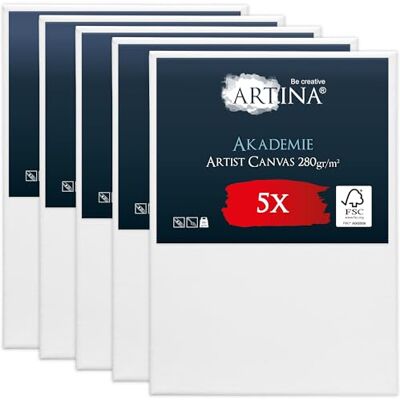 Artina 5er FSC® Set Keilrahmen Leinwand zum Bemalen für Acrylfarben 100x140cm bespannte Leinwände zum malen Canvas 100% Baumwolle Acryl Rahmen Malerei Künstlerbedarf Akademie Artina 5er FSC® Set Keilrahmen Leinwand zum Bemalen für Acrylfarben 100x140cm bespannte Leinwände zum malen Canvas 100% Baumwolle Acryl Rahmen Malerei Künstlerbedarf Akademie