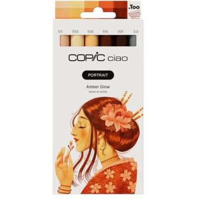 Copic Ciao Portrait-Set, Amber Glow, 6 Stk. Mit 5 professionellen Ciao Alkoholmarkern, nachfüllbar Der ideale Einsteigermarker, inkl. 1 x Multliner kostenfrei Copic Ciao Portrait-Set, Amber Glow, 6 Stk. Mit 5 professionellen Ciao Alkoholmarkern, nachfüllbar Der ideale Einsteigermarker, inkl. 1 x Multliner kostenfrei