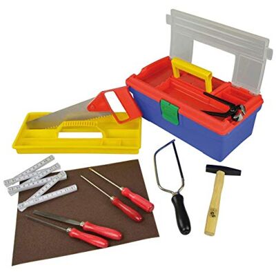 Pebaro 645 Werkzeug-Set in Kunststoffbox für Hobby und Schule, 11 Teile, praktischer Koffer, ausklappbare Fächer, Basteln mit Holz, Werken, Bastelset, Geschenkidee für Kinder Pebaro 645 Werkzeug-Set in Kunststoffbox für Hobby und Schule, 11 Teile, praktischer Koffer, ausklappbare Fächer, Basteln mit Holz, Werken, Bastelset, Geschenkidee für Kinder