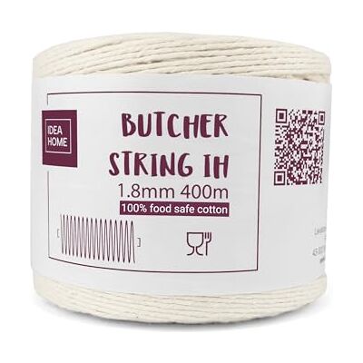 IDEA HOME 400m 1,8mm Bäcker Bindfäden, Baumwoll-Garn für die Küche, Lebensmittelunbedenklich, Ideal zum Verschnüren, geeignet für Geflügel, Würstchen, Heimarbeiten, Basteln und Dekorieren IDEA HOME 400m 1,8mm Bäcker Bindfäden, Baumwoll-Garn für die Küche, Lebensmittelunbedenklich, Ideal zum Verschnüren, geeignet für Geflügel, Würstchen, Heimarbeiten, Basteln und Dekorieren