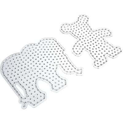 Hama Perlen 8251 Stiftplatten 2er Set für Maxi Bügelperlen mit Durchmesser 10 mm, Motive Elefant und Teddy in transparent, kreativer Bastelspaß für Groß und Klein Hama Perlen 8251 Stiftplatten 2er Set für Maxi Bügelperlen mit Durchmesser 10 mm, Motive Elefant und Teddy in transparent, kreativer Bastelspaß für Groß und Klein