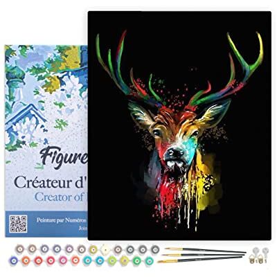 ART Malen Nach Zahlen Erwachsene Mit Rahmen Hirsch in Farbe Paint by Numbers Basteln DIY Bastelset 40x50cm Leinwand gespannt auf Holzrahmen ART Malen Nach Zahlen Erwachsene Mit Rahmen Hirsch in Farbe Paint by Numbers Basteln DIY Bastelset 40x50cm Leinwand gespannt auf Holzrahmen