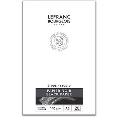 Lefranc Bourgeois 301345 Studio Block mit schwarzem Papier 20 Blatt A3, 140 g/m², zur Verwendung mit opaken Farben wie Pastell, Bleistift und Deckfarbe zum Basteln und für Collagen Lefranc Bourgeois 301345 Studio Block mit schwarzem Papier 20 Blatt A3, 140 g/m², zur Verwendung mit opaken Farben wie Pastell, Bleistift und Deckfarbe zum Basteln und für Collagen
