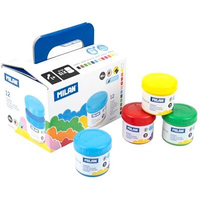MILAN ® Box mit 12 Gläsern, 40 ml, verschiedene Farben, mit Pinsel MILAN ® Box mit 12 Gläsern, 40 ml, verschiedene Farben, mit Pinsel
