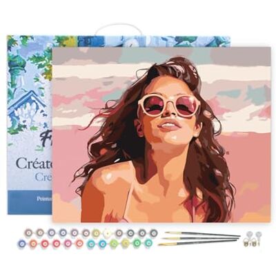 ART Malen Nach Zahlen Erwachsene Mit Rahmen Freude am Strand Paint by Numbers Basteln DIY Bastelset 40x50cm Leinwand gespannt auf Holzrahmen ART Malen Nach Zahlen Erwachsene Mit Rahmen Freude am Strand Paint by Numbers Basteln DIY Bastelset 40x50cm Leinwand gespannt auf Holzrahmen