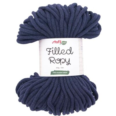 Stafil Filled Ropy Ø 6 mm, Garn Effekt Kordel 250 g ~ 50 m, 70% recycelter Baumwolle e 30% Polyester, für Körbe, Dekorationen und Häkelarbeiten, Farbe Blau Navy Stafil Filled Ropy Ø 6 mm, Garn Effekt Kordel 250 g ~ 50 m, 70% recycelter Baumwolle e 30% Polyester, für Körbe, Dekorationen und Häkelarbeiten, Farbe Blau Navy