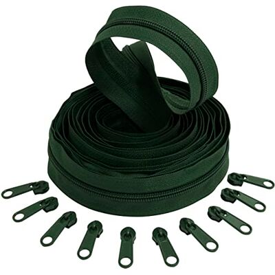AERZETIX C62688x5-C62843x10 Set aus Spiralreißverschluss 5m Nr. 5 + 10 Schieber Nr. 5 Nicht abschließbar Fabre dunkelgrün Nylon/Metall kurzwaren reißverschlüsse AERZETIX C62688x5-C62843x10 Set aus Spiralreißverschluss 5m Nr. 5 + 10 Schieber Nr. 5 Nicht abschließbar Fabre dunkelgrün Nylon/Metall kurzwaren reißverschlüsse