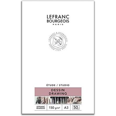 Lefranc Bourgeois 301336 Studio Zeichenblock 50 Blatt A3, gebunden,150 g/m², feinkörnige Oberfläche zum Zeichnen mit Bleistiften, Kreide, Kohle und anderen Trockentechniken Lefranc Bourgeois 301336 Studio Zeichenblock 50 Blatt A3, gebunden,150 g/m², feinkörnige Oberfläche zum Zeichnen mit Bleistiften, Kreide, Kohle und anderen Trockentechniken