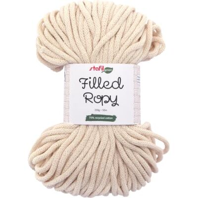 Stafil Filled Ropy Ø 6 mm, Garn Effekt Kordel 250 g ~ 50 m, 70% recycelter Baumwolle e 30% Polyester, für Körbe, Dekorationen und Häkelarbeiten, Farbe Creme Stafil Filled Ropy Ø 6 mm, Garn Effekt Kordel 250 g ~ 50 m, 70% recycelter Baumwolle e 30% Polyester, für Körbe, Dekorationen und Häkelarbeiten, Farbe Creme