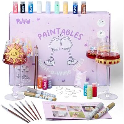 Pott'd Pott’d Paintables Weingläser zum Bemalen DIY Gläser-Bemalen-Set für Erwachsene mit Weingläsern, Emaillefarben, Pinseln, Stiften und Anhängern Bastelset für Anfänger Pott'd Pott’d Paintables Weingläser zum Bemalen DIY Gläser-Bemalen-Set für Erwachsene mit Weingläsern, Emaillefarben, Pinseln, Stiften und Anhängern Bastelset für Anfänger