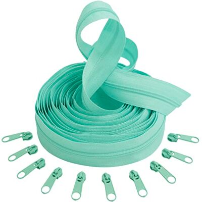 AERZETIX C62547x5-C62599x10 Set mit 5m Spiralreißverschluss Nr. 3 + 10 Schieber Nicht verriegelbare Nr. 3 Farbe: türkis aus Metall kurzwaren nähen AERZETIX C62547x5-C62599x10 Set mit 5m Spiralreißverschluss Nr. 3 + 10 Schieber Nicht verriegelbare Nr. 3 Farbe: türkis aus Metall kurzwaren nähen