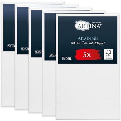 Artina Keilrahmen FSC® Leinwand zum Bemalen 5er Set bespannt 50x80cm Canvas Leinwände zum malen für Acrylfarben Acryl Rahmen bespannte 100% Baumwolle groß Malzubehör Akademie Artina Keilrahmen FSC® Leinwand zum Bemalen 5er Set bespannt 50x80cm Canvas Leinwände zum malen für Acrylfarben Acryl Rahmen bespannte 100% Baumwolle groß Malzubehör Akademie