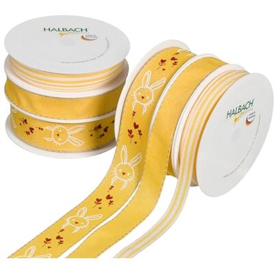 Halbach Oster Geschenkband Set, 6 Rollen Dekoband, gelb/weiß Halbach Oster Geschenkband Set, 6 Rollen Dekoband, gelb/weiß
