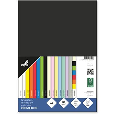 Kangaro Tonpapier Schwarz DIN A4-120g/m² FSC mix – 100 pack Briefpapier Bastelpapier DIY, K-0043F315, 29.7x21x1.5 Kangaro Tonpapier Schwarz DIN A4-120g/m² FSC mix – 100 pack Briefpapier Bastelpapier DIY, K-0043F315, 29.7x21x1.5