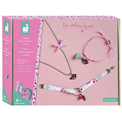 Janod Set zum Herstellen von 3 Blumen-Schmuckbändern Les Ateliers Bijoux Set für kreative Freizeitbeschäftigungen für Kinder Entwicklung von Feinmotorik und Kreativität Ab 6 Jahren, J07928 Janod Set zum Herstellen von 3 Blumen-Schmuckbändern Les Ateliers Bijoux Set für kreative Freizeitbeschäftigungen für Kinder Entwicklung von Feinmotorik und Kreativität Ab 6 Jahren, J07928