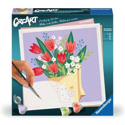 Ravensburger CreArt 25518 Tulpenstrauß Malen nach Zahlen Erwachsene, DIY Malset mit Pinsel und Acrylfarben, Geschenk für Frauen und Männer, Malen für Erwachsene Ravensburger CreArt 25518 Tulpenstrauß Malen nach Zahlen Erwachsene, DIY Malset mit Pinsel und Acrylfarben, Geschenk für Frauen und Männer, Malen für Erwachsene