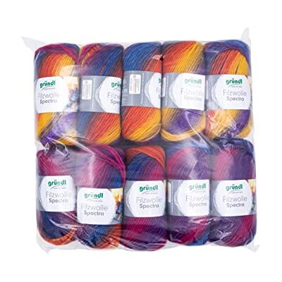 Gründl Wolle Filzwolle Spectra 10 Knäuel 100 g, wild berry multicolor Gründl Wolle Filzwolle Spectra 10 Knäuel 100 g, wild berry multicolor