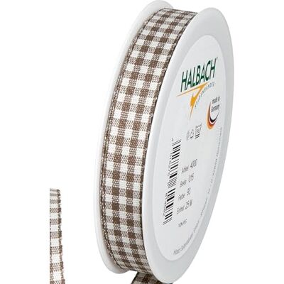 Halbach Vichy-Karo-Geschenkband, 15 mm x 25 m, dunkelbraun Halbach Vichy-Karo-Geschenkband, 15 mm x 25 m, dunkelbraun
