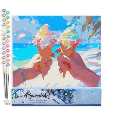 ART Malen Nach Zahlen Erwachsene Eiscreme am Strand Paint by Numbers Basteln DIY Bastelset 40x50cm ohne Holzrahmen ART Malen Nach Zahlen Erwachsene Eiscreme am Strand Paint by Numbers Basteln DIY Bastelset 40x50cm ohne Holzrahmen