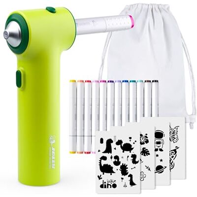JOLLY Airbrush Textil Set, inkl. 12 Textilmarker mit Doppelspitze, 4 Schablonen und 1 Sportbeutel, leuchtende und satte Farben, nach Fixierung Waschmaschinenfest, Textilfarbe zum sprühen JOLLY Airbrush Textil Set, inkl. 12 Textilmarker mit Doppelspitze, 4 Schablonen und 1 Sportbeutel, leuchtende und satte Farben, nach Fixierung Waschmaschinenfest, Textilfarbe zum sprühen