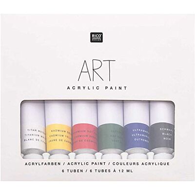 Rico Design Art Künstler Acrylfarben-Set Basic 6 Farben je 12 ml Tuben Malfarbe für Anfänger, Profikünstler, Kinder & Erwachsene Rico Design Art Künstler Acrylfarben-Set Basic 6 Farben je 12 ml Tuben Malfarbe für Anfänger, Profikünstler, Kinder & Erwachsene