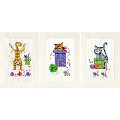 Vervaco Gezählter Kreuzstich Stickpackungen Grußkarten zum Selbstgestalten Verspielte Katzen 3er DIY Postkarten Erwachsene Sticken Bastel ca. 10,5 x 15 cm Stickset für Anfänger Kreatives Geschenk Vervaco Gezählter Kreuzstich Stickpackungen Grußkarten zum Selbstgestalten Verspielte Katzen 3er DIY Postkarten Erwachsene Sticken Bastel ca. 10,5 x 15 cm Stickset für Anfänger Kreatives Geschenk