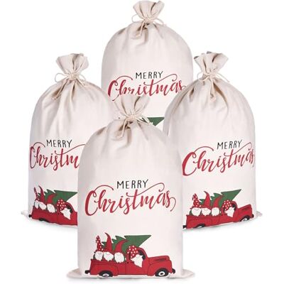 BRUBAKER Weihnachtssack Weihnachtsauto Merry Christmas 80 cm Geschenksack Weihnachten Nikolaussack Sack Baumwolle mit Kordel für Geschenke Gnom Familie im Auto mit Tannenbaum 4 Stück BRUBAKER Weihnachtssack Weihnachtsauto Merry Christmas 80 cm Geschenksack Weihnachten Nikolaussack Sack Baumwolle mit Kordel für Geschenke Gnom Familie im Auto mit Tannenbaum 4 Stück