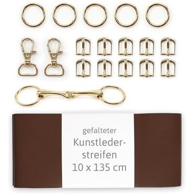 kullaloo Trense Hobby Horse selber machen ◆ GOLD EDITION ◆: Materialset für Steckenpferd-Trensen mit braunem Kunstleder (ohne Anleitung) kullaloo Trense Hobby Horse selber machen ◆ GOLD EDITION ◆: Materialset für Steckenpferd-Trensen mit braunem Kunstleder (ohne Anleitung)