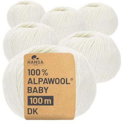 Hansa 100% Baby Alpakawolle in 50+ Farben (kratzfrei) 300g Set (6 x 50g) weiche Alpaka Wolle zum Stricken & Häkeln in 6 Garnstärken by Natur (Weiß/Wollweiß) Hansa 100% Baby Alpakawolle in 50+ Farben (kratzfrei) 300g Set (6 x 50g) weiche Alpaka Wolle zum Stricken & Häkeln in 6 Garnstärken by Natur (Weiß/Wollweiß)