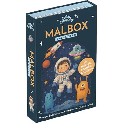 Color Company Malbox Galaktisch, Malbuch und Stifte, Kinder ab 3 Jahren Malset mit Stickern für unterwegs, extra dickes Papier ohne Durchdrucken, Beschäftigung für Flugzeug und Reise, Geschenk Color Company Malbox Galaktisch, Malbuch und Stifte, Kinder ab 3 Jahren Malset mit Stickern für unterwegs, extra dickes Papier ohne Durchdrucken, Beschäftigung für Flugzeug und Reise, Geschenk