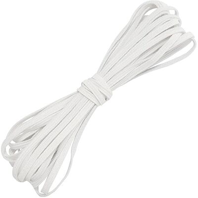 AERZETIX C67518 Flaches geflochtenes Gummiband 5 Meter Breite 4 mm Polyester + Latex Farbe weiß AERZETIX C67518 Flaches geflochtenes Gummiband 5 Meter Breite 4 mm Polyester + Latex Farbe weiß